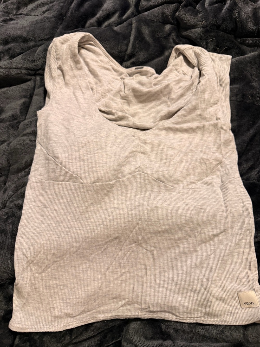 Vuori Ribbed Scoop Tank Top - Heather Gray 12” PTP XS/S